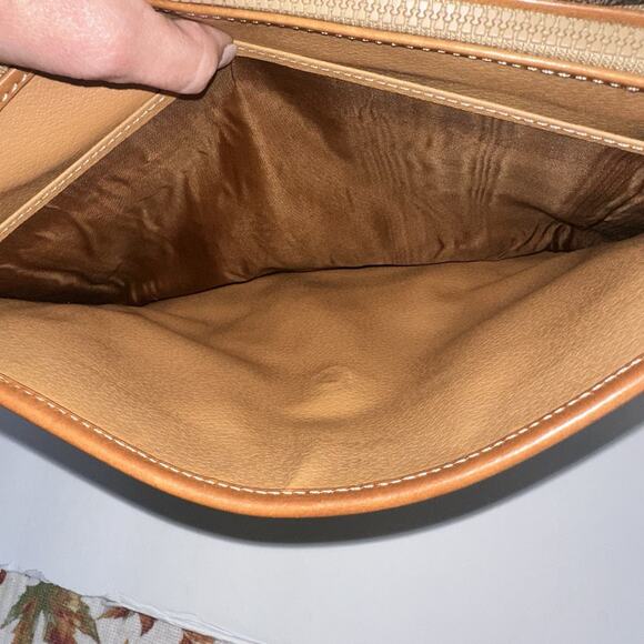 Authentic CELINE Macadam Canvas Clutch Bag PVC Leather Brown organizer vintage - Picture 10 of 16